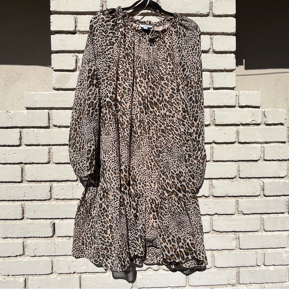Studio A Cheetah Leopard Print Knee Length Dress - Size Large (12-14)